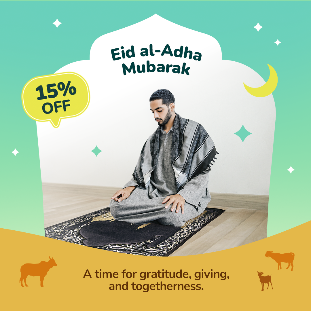 Adult Padded Prayer Mat with Dark Arabic Calligraphy Design by Urban Rugs UK | Ramadan & Eid Gift