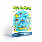 Hajj & Umrah activity book standing at an angle with a soft shadow