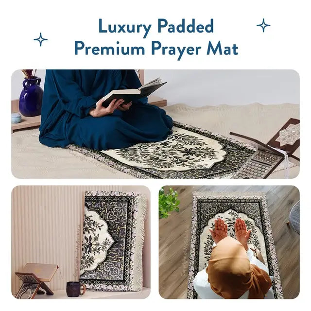 thick padded botanical prayer rug