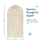 Size diagram of the Luxury Sand Arched padded prayer mat showing its length and width