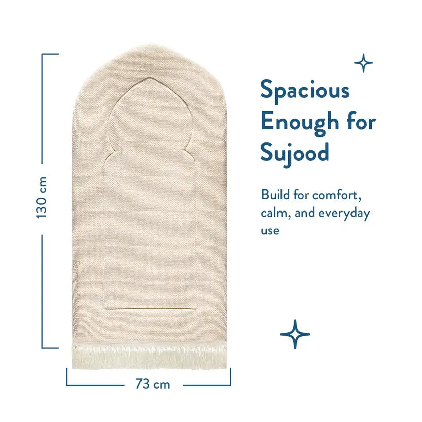 Size diagram of the Luxury Sand Arched padded prayer mat showing its length and width