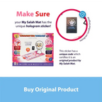 Box of the Kids Interactive Prayer Mat (Pink) with a close-up of its hologram authenticity sticker