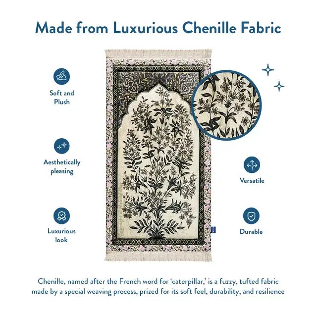 botanical design padded prayer rug