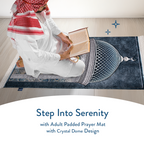 Adult Padded Prayer Mat with Crystal Dome Design by Urban Rugs UK | A beautiful Ramadan & Eid Gift for Loved Ones