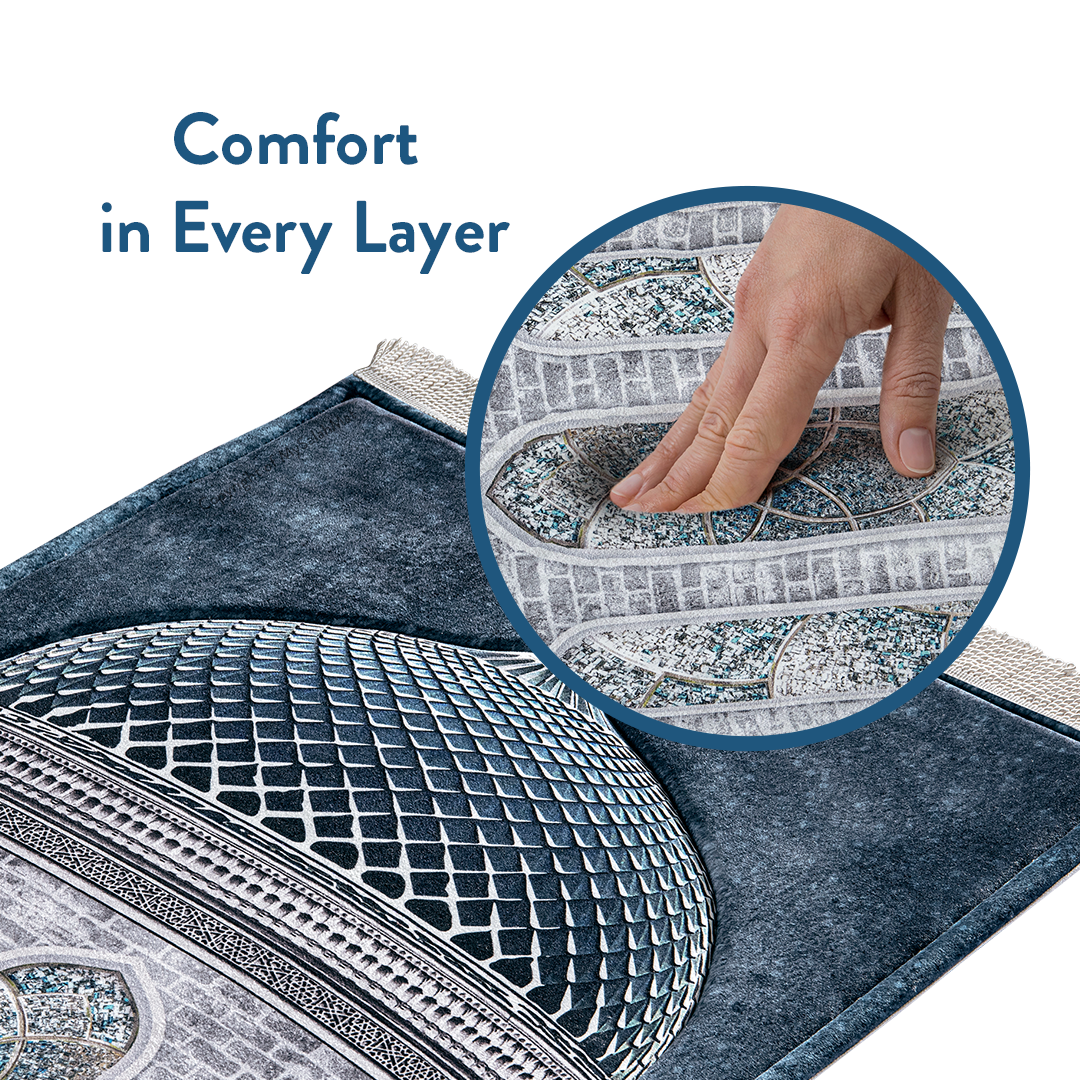Adult Padded Prayer Mat with Crystal Dome Design by Urban Rugs UK | A beautiful Ramadan & Eid Gift for Loved Ones