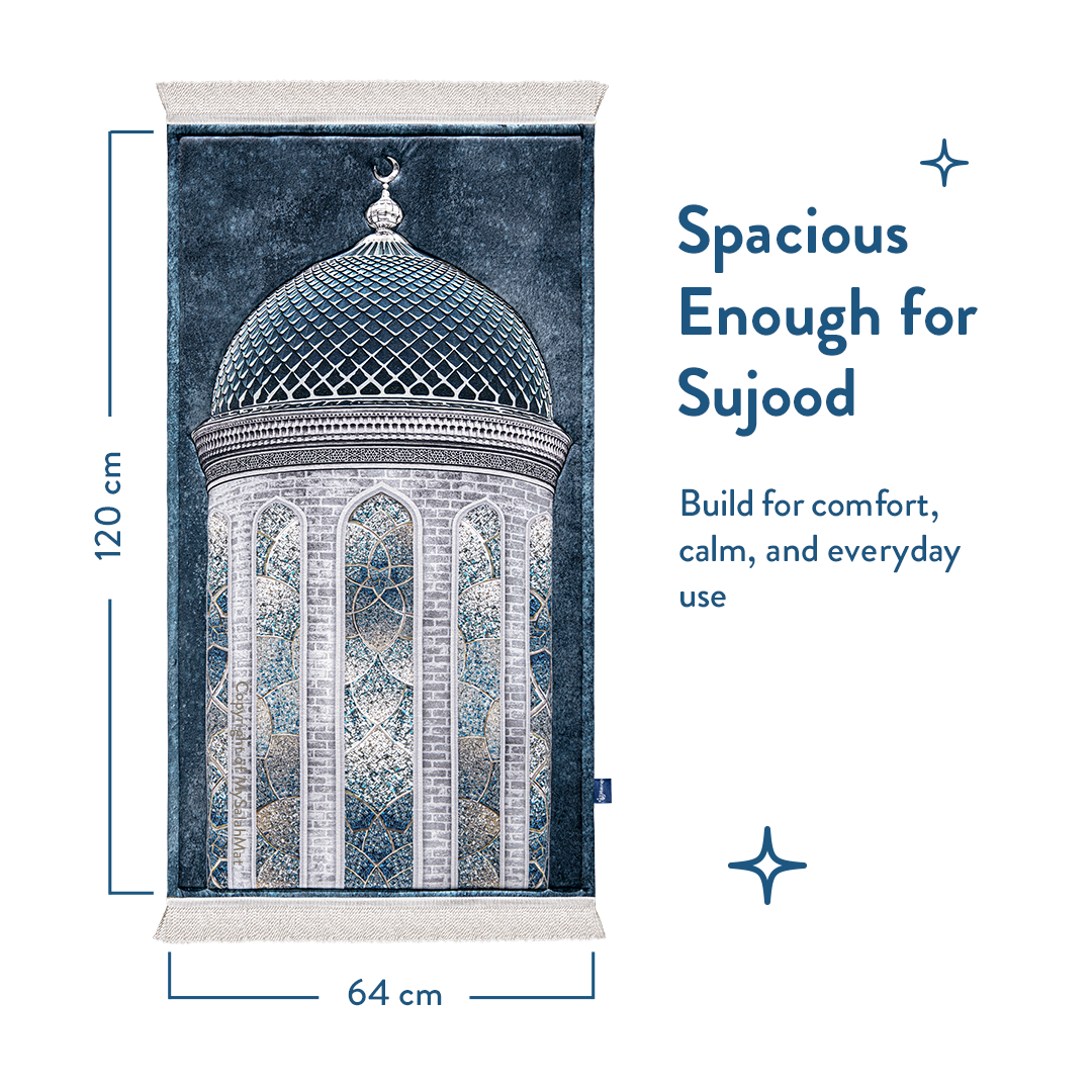 Adult Padded Prayer Mat with Crystal Dome Design by Urban Rugs UK | A beautiful Ramadan & Eid Gift for Loved Ones