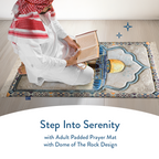Adult Premium Padded Prayer Mat with Dome of the Rock Design | Urban Rugs UK | Ramadan & Eid Gift