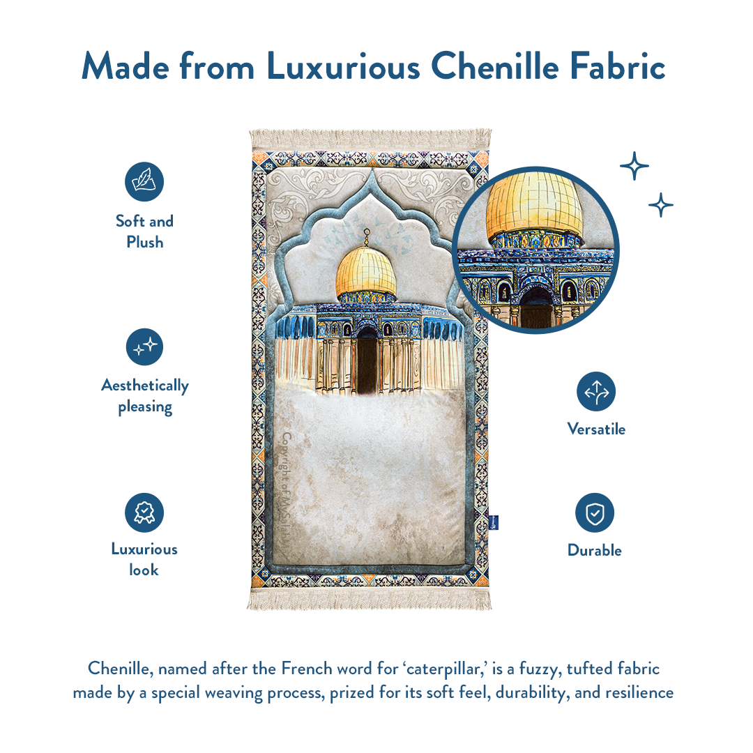 Adult Premium Padded Prayer Mat with Dome of the Rock Design | Urban Rugs UK | Ramadan & Eid Gift