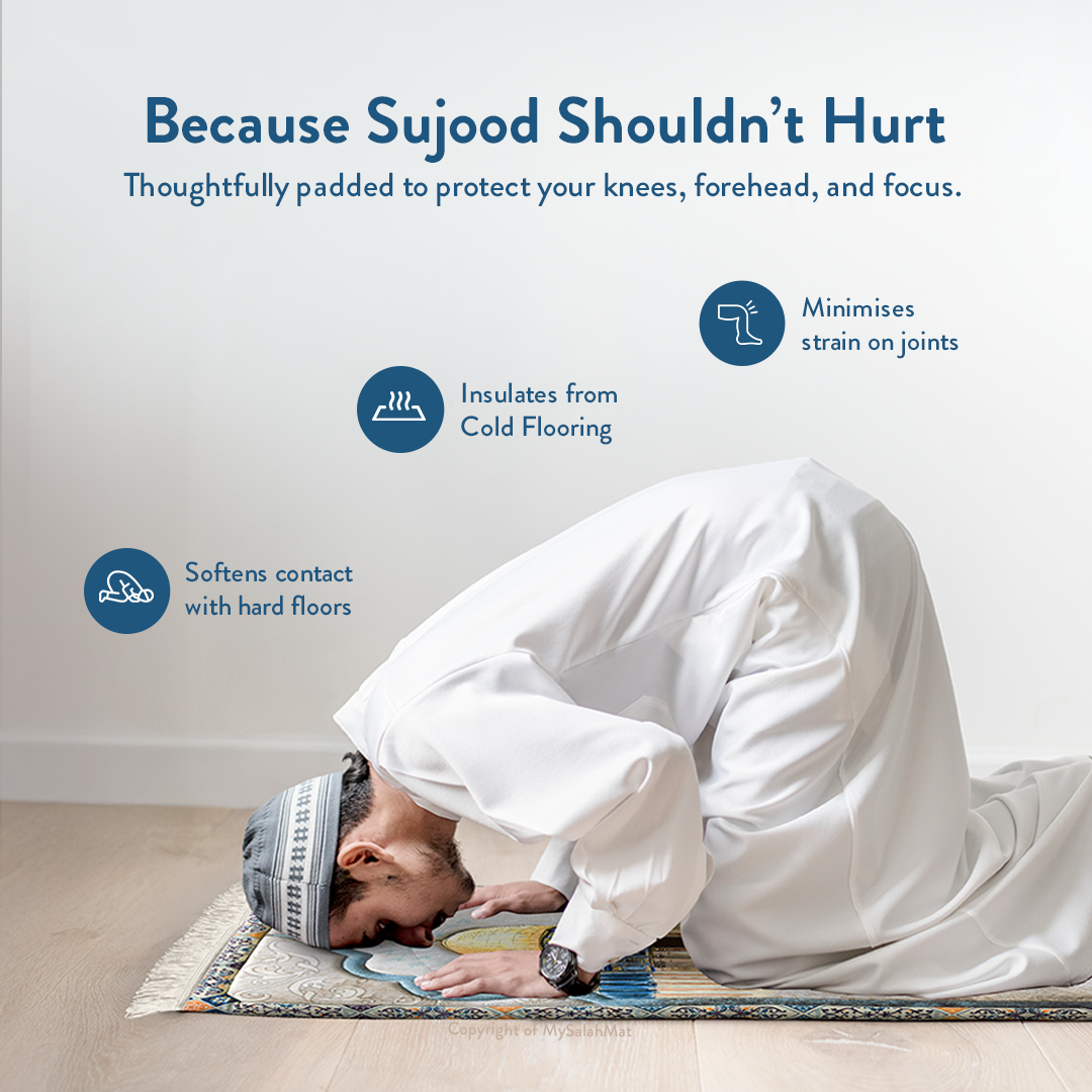 Adult Premium Padded Prayer Mat with Dome of the Rock Design | Urban Rugs UK | Ramadan & Eid Gift