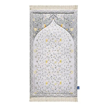 Adult Premium Padded Prayer Mat with Yellow Floral Vine Design | Urban Rugs UK