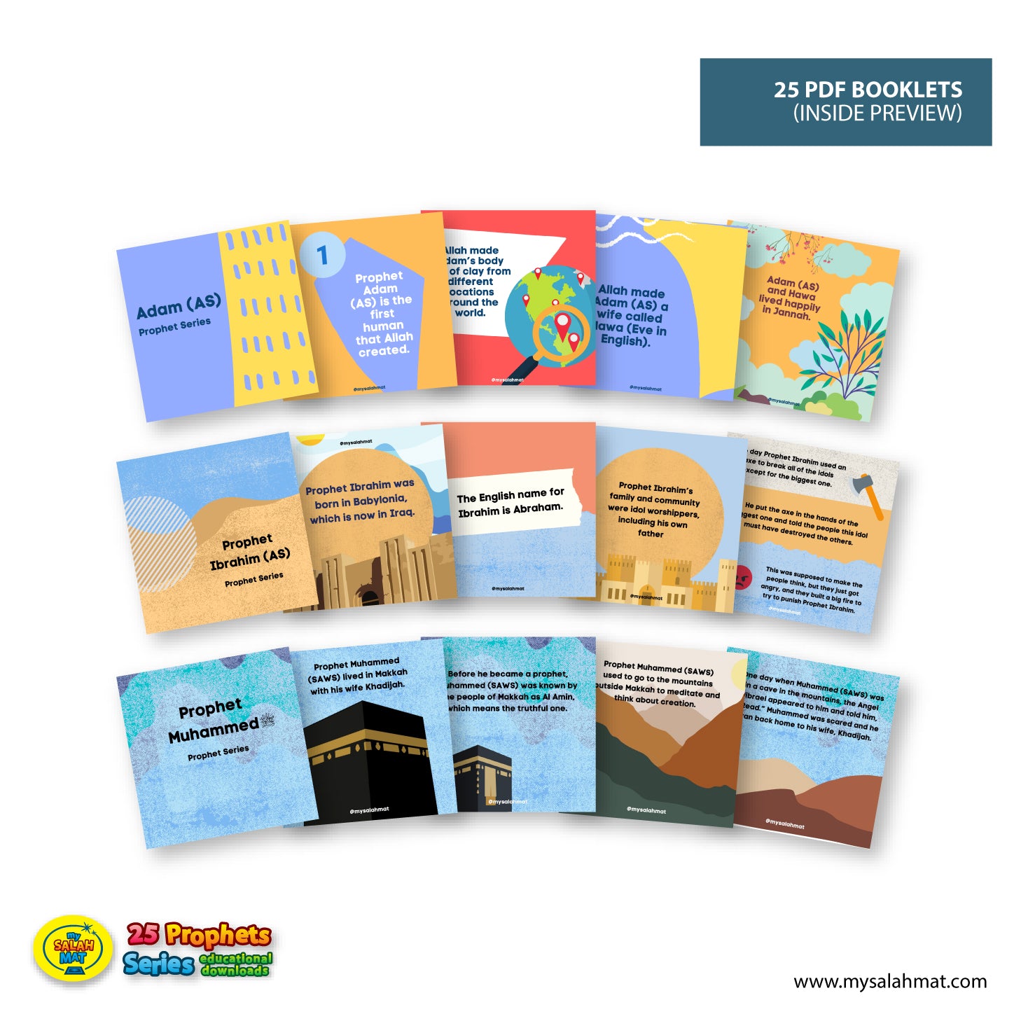 Prophets Educational Series, Learn about Islam, Educational PDF, Colourful download, Islam Homeschool