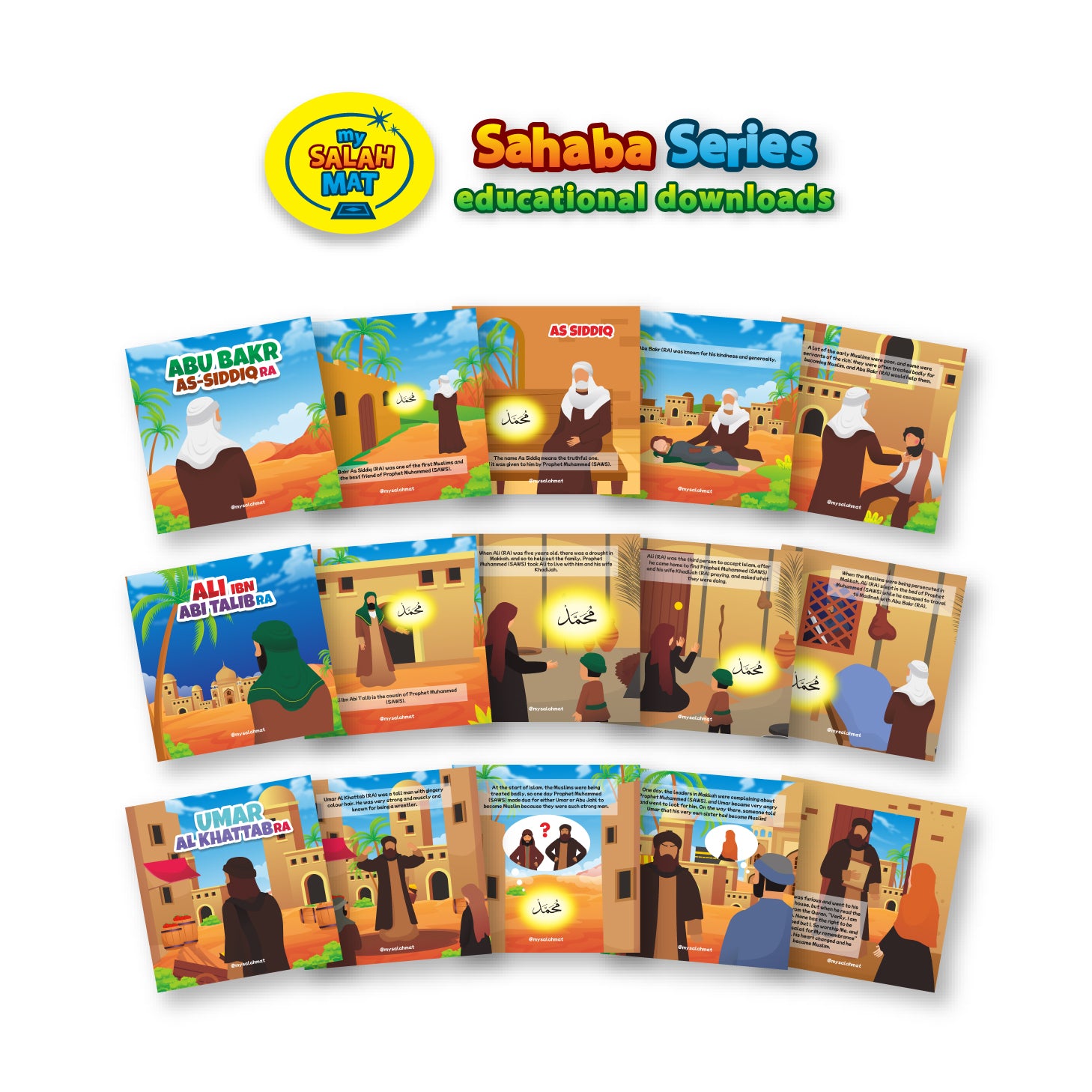 Sahaba Educational Series, Learn about Islam, Educational PDF, Colourful download, Islam Homeschool